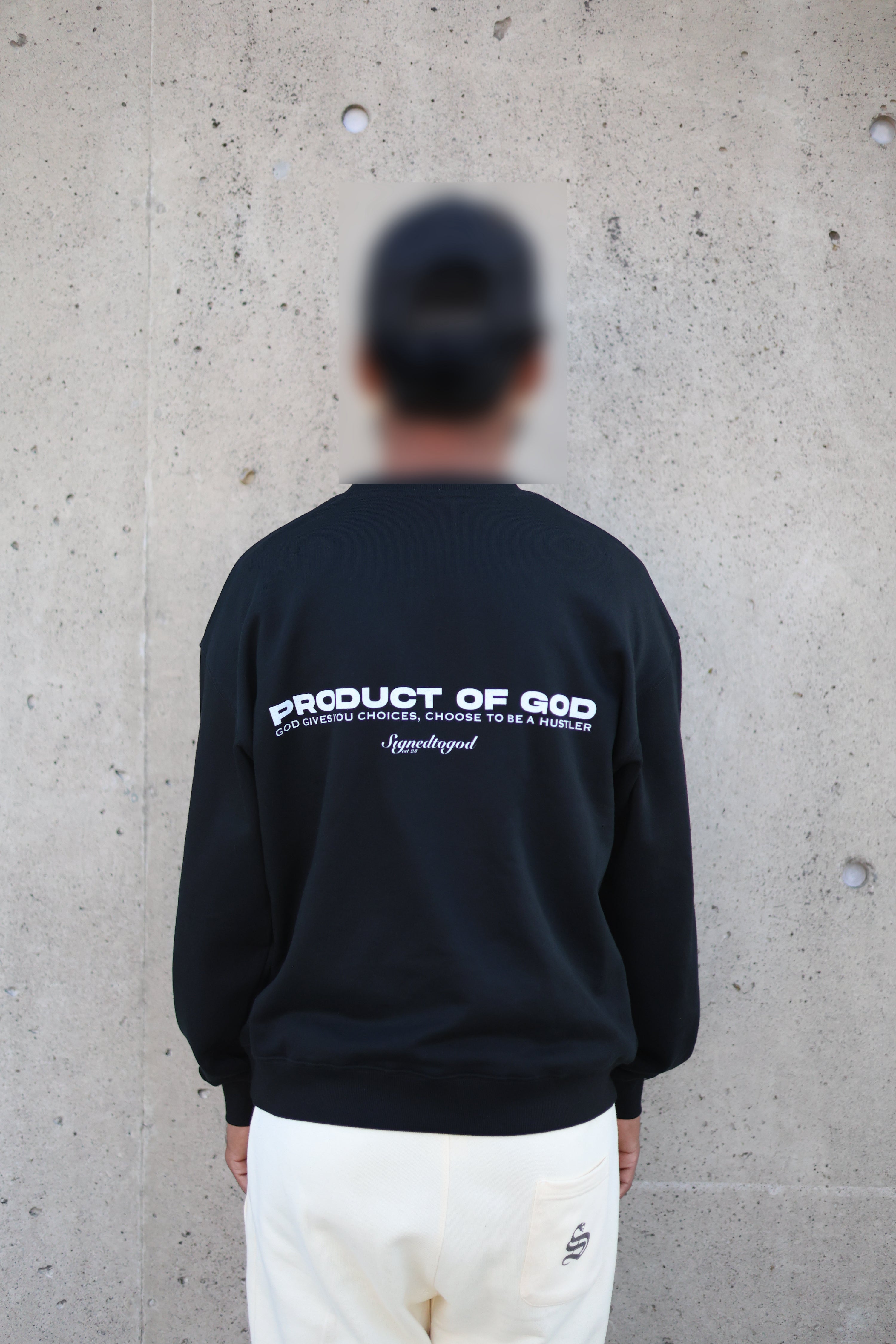 Oversized Streetwear Sweatshirt back close up model picture for our clothing store